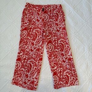Ann Taylor LOFT Paisley Print Wide Leg Cropped Pant Size 2 Petite